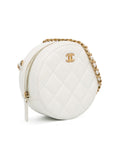 Quilted Lambskin Pearl Crush Round Clutch with Chain - Handbags, Wallets & Cases - 2