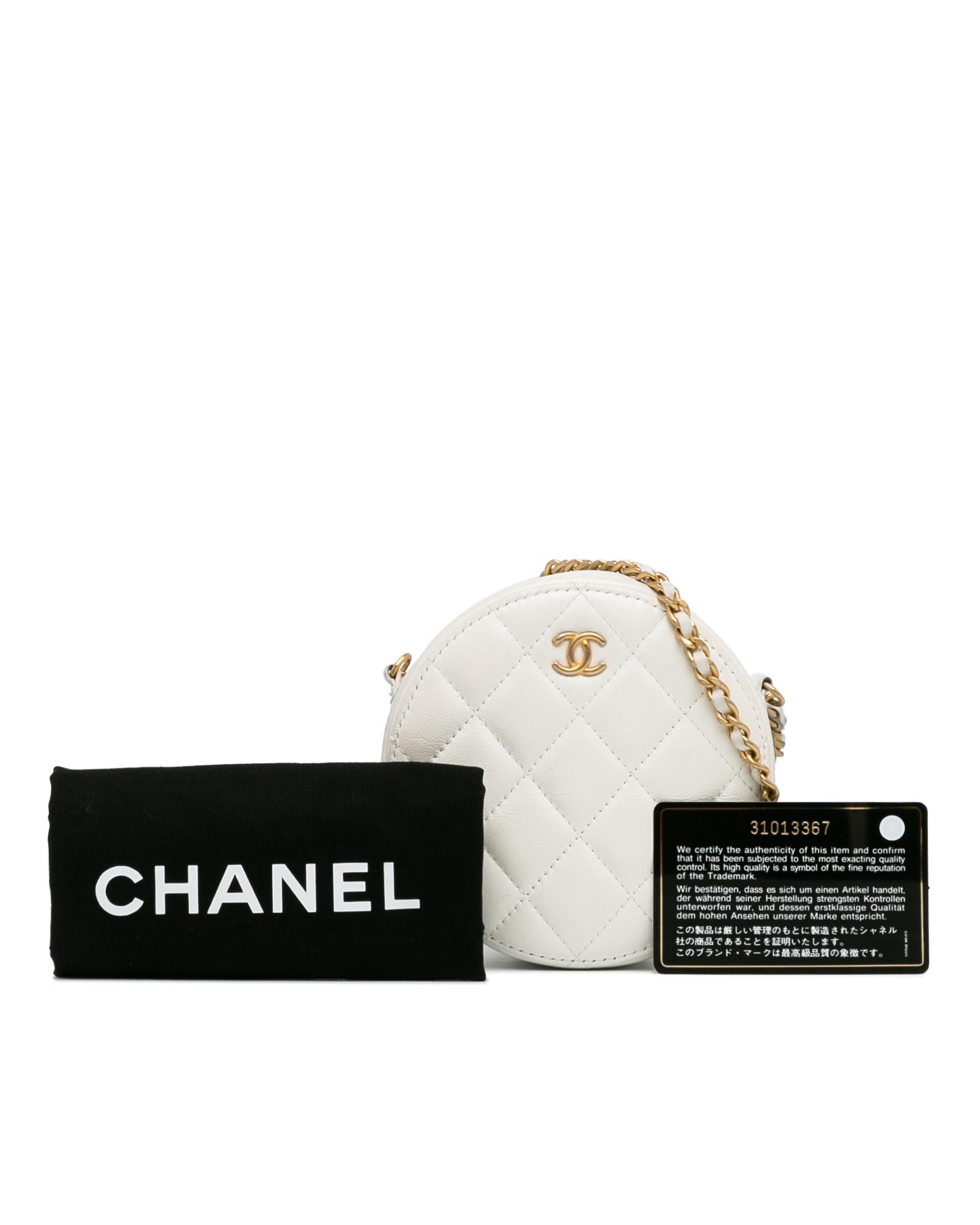 Quilted Lambskin Pearl Crush Round Clutch with Chain - Handbags, Wallets & Cases - 15