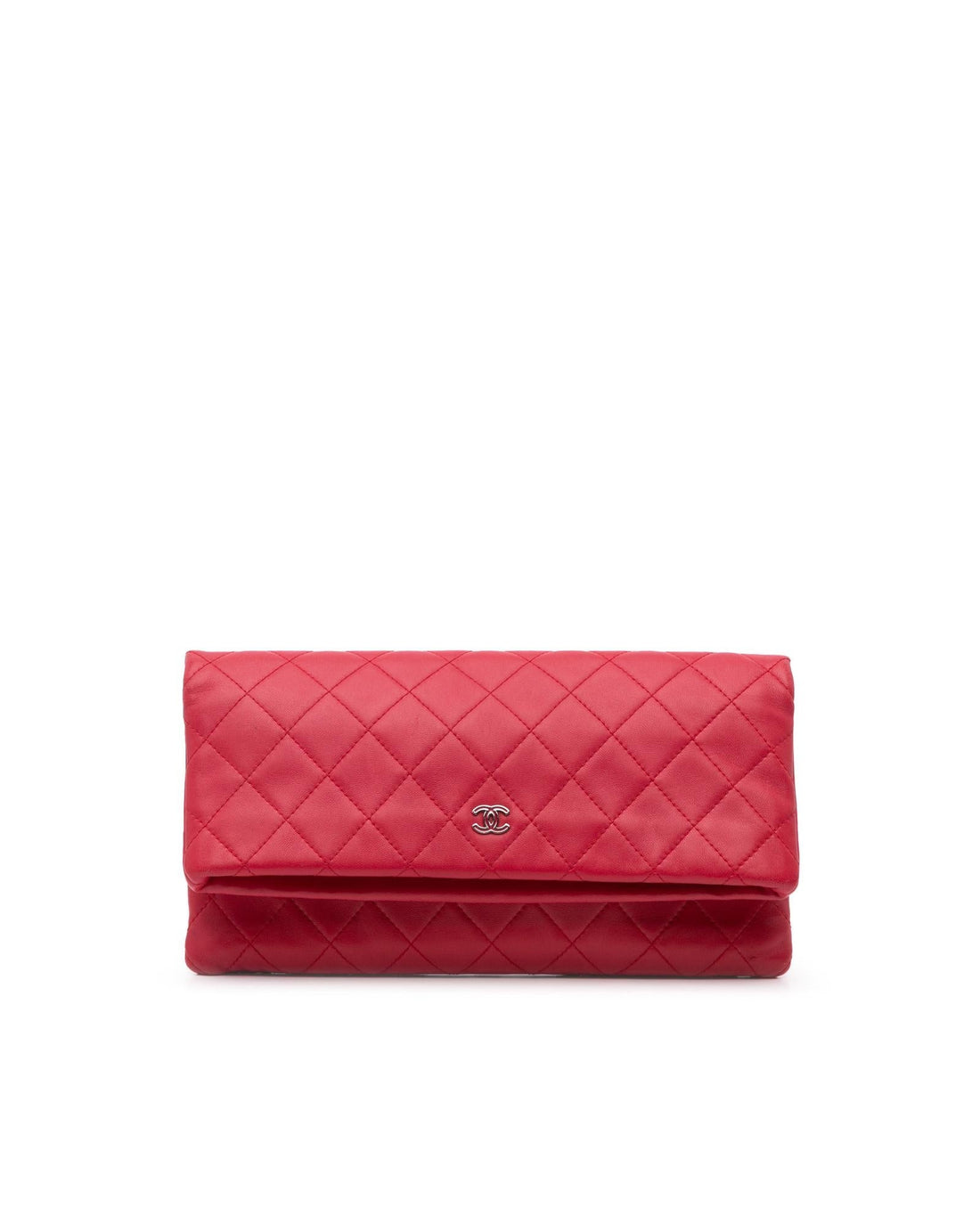 Quilted Lambskin Leather Clutch with Interior Zip Pocket - Handbags, Wallets & Cases