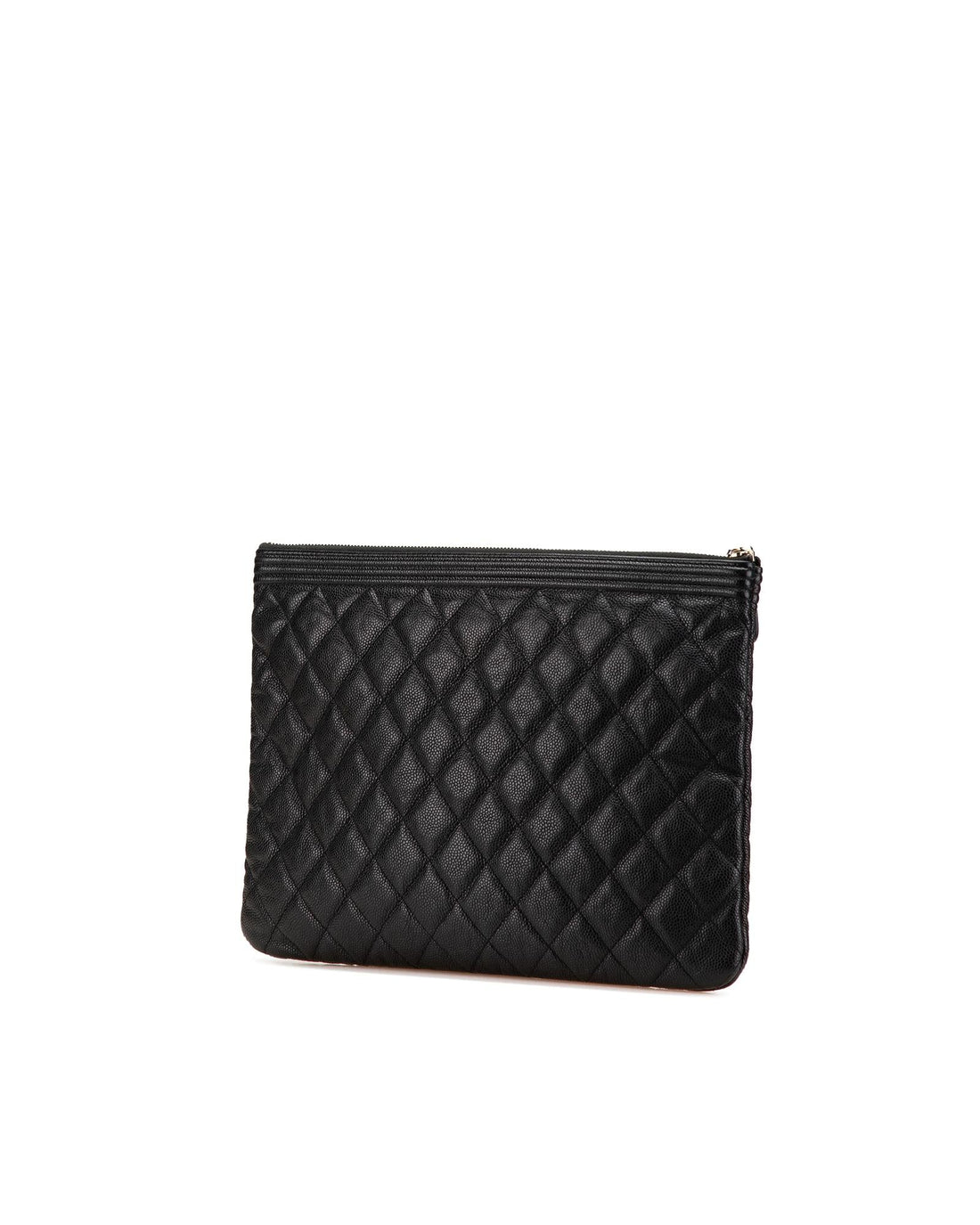 Quilted Leather Clutch with Top Zip Closure - Handbags, Wallets & Cases