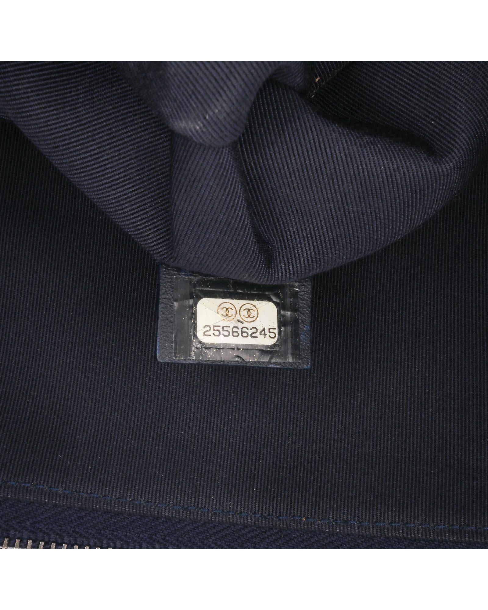 Denim Clutch with Leather Trim and Top Zip Closure - Handbags, Wallets & Cases - 6