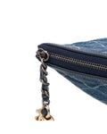Denim Clutch with Leather Trim and Top Zip Closure - Handbags, Wallets & Cases - 9