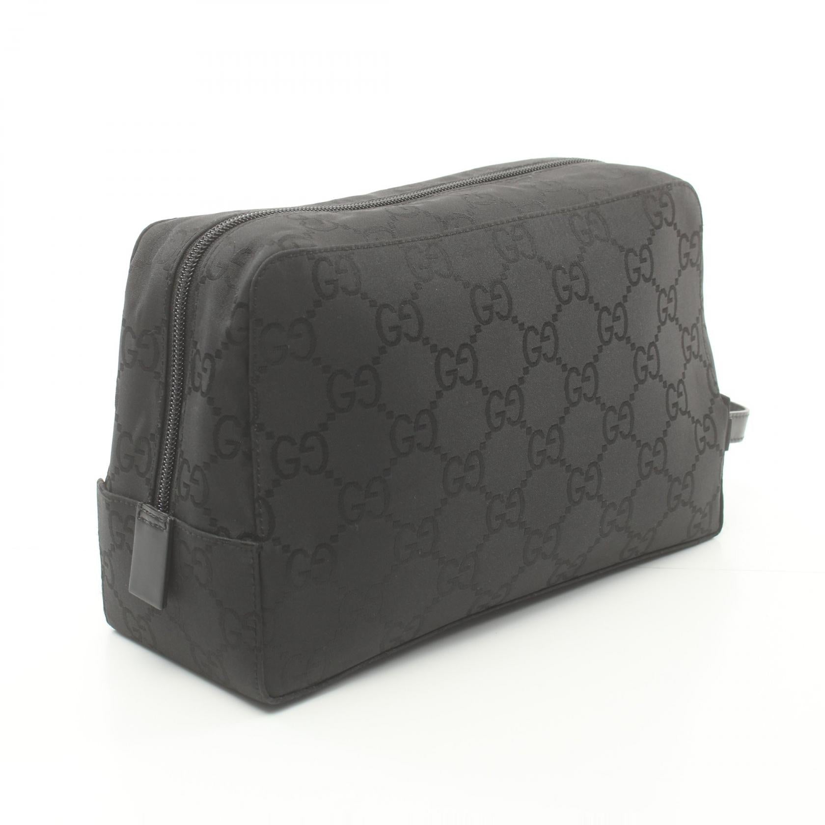 Gucci Nylon Leather Clutch Bag Black - 2