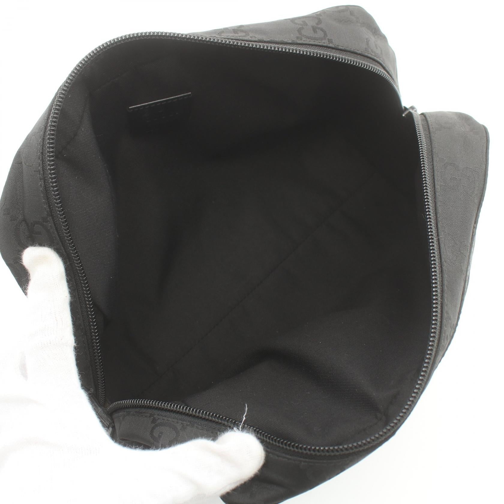 Gucci Nylon Leather Clutch Bag Black - 3