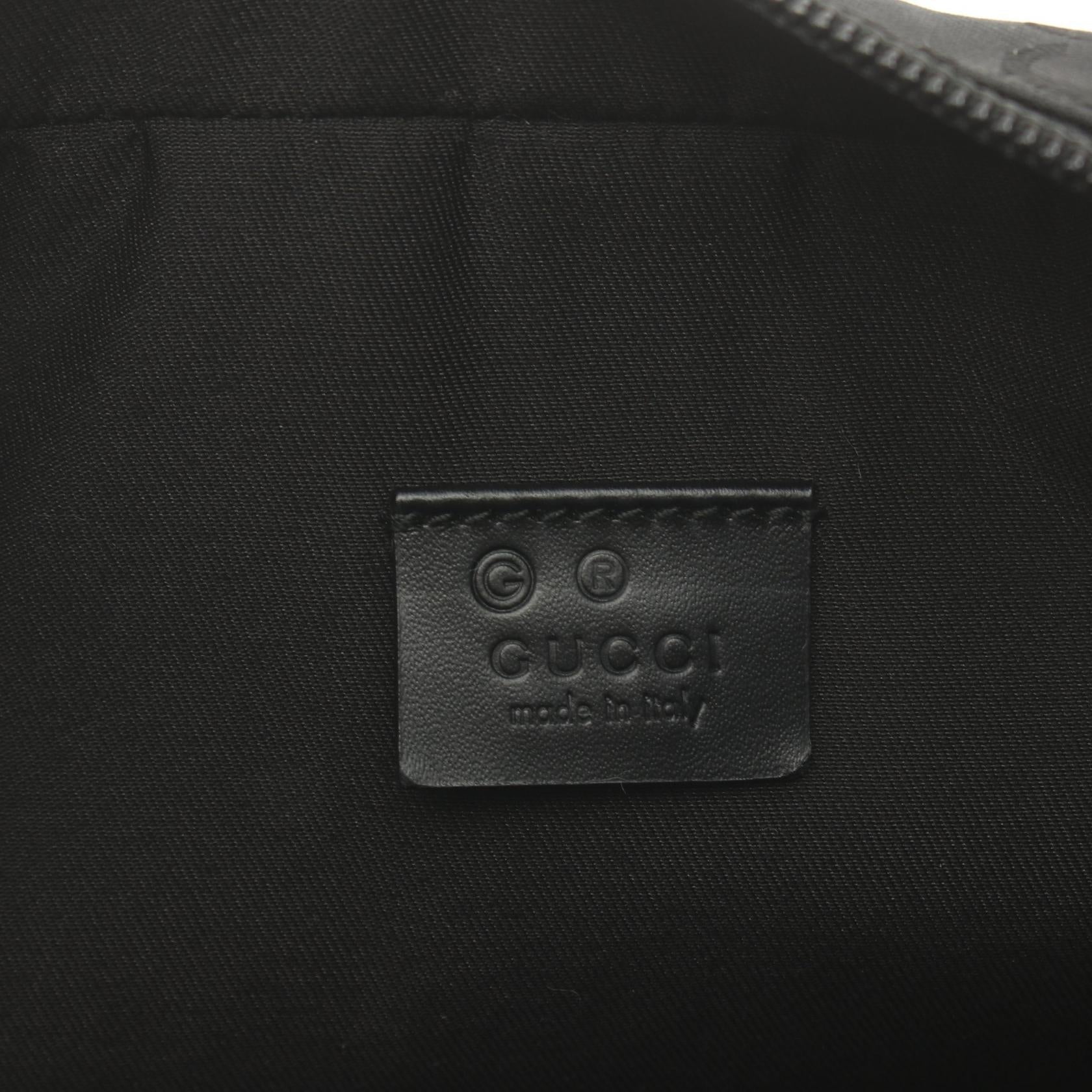 Gucci Nylon Leather Clutch Bag Black - 4