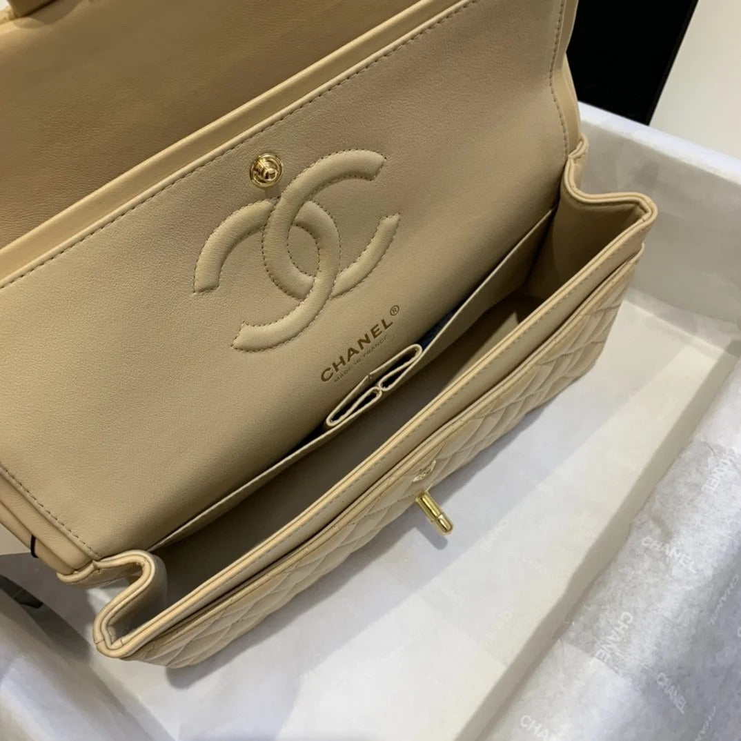 Chanel Classic Double Flap 25 Shoulder Bag Light Beige - Bag