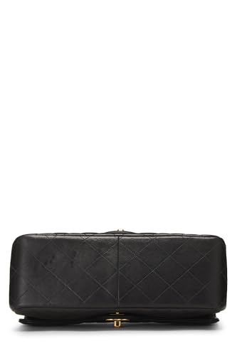 Chl,  Black Quilted Lambskin Double Sided Classic Flap Medium, Black - Loose Stones