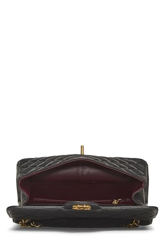 Chl,  Black Quilted Lambskin Double Sided Classic Flap Medium, Black - Loose Stones