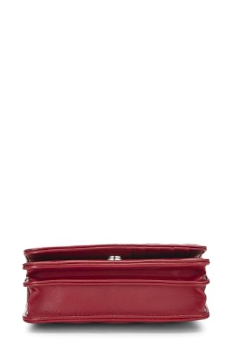 Chl,  Red Quilted Lambskin Classic Wallet On Chain (WOC) Mini, Red - Loose Stones