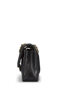 Chl,  Black Chevron Lambskin Classic Double Flap Medium, Black - Loose Stones - 4