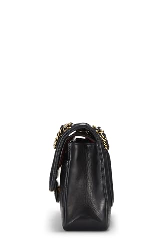 Chl,  Black Chevron Lambskin Classic Double Flap Medium, Black - Loose Stones - 4