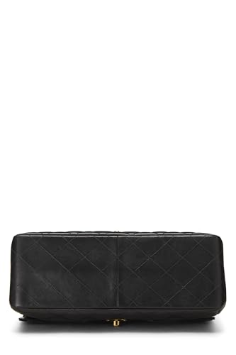 Chl,  Black Quilted Lambskin Double Sided Classic Flap Medium, Black - Loose Stones