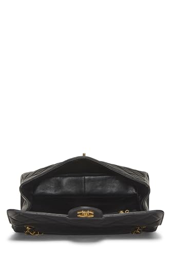 Chl,  Black Quilted Lambskin Double Sided Classic Flap Medium, Black - Loose Stones