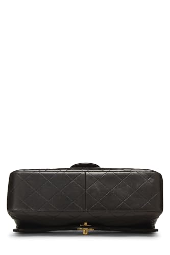 Chl,  Black Quilted Lambskin Double Sided Classic Flap Medium, Black - Loose Stones