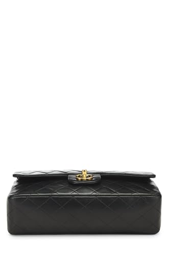 Chl,  Black Quilted Lambskin Classic Double Flap Medium, Black - Loose Stones
