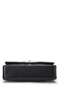 Chl,  Black Chevron Lambskin Classic Double Flap Medium, Black - Loose Stones - 2