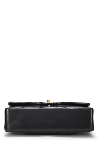 Chl,  Black Chevron Lambskin Classic Double Flap Medium, Black - Loose Stones - 2