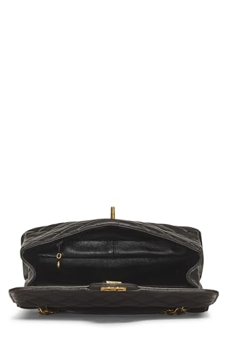 Chl,  Black Quilted Lambskin Double Sided Classic Flap Medium, Black - Loose Stones