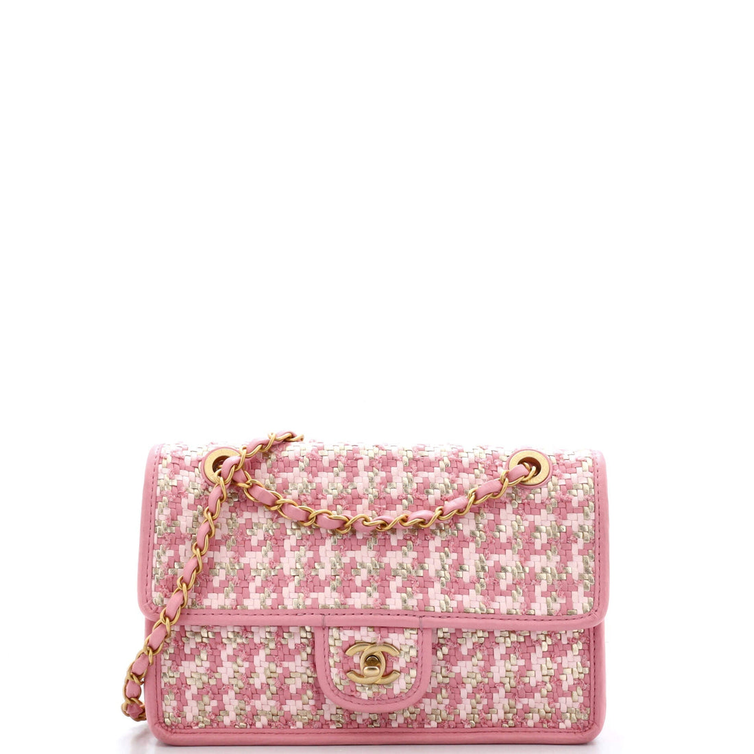 CHANEL Classic Single Flap Bag Woven Lambskin and Viscose Small - Handbag & Wallet Accessories