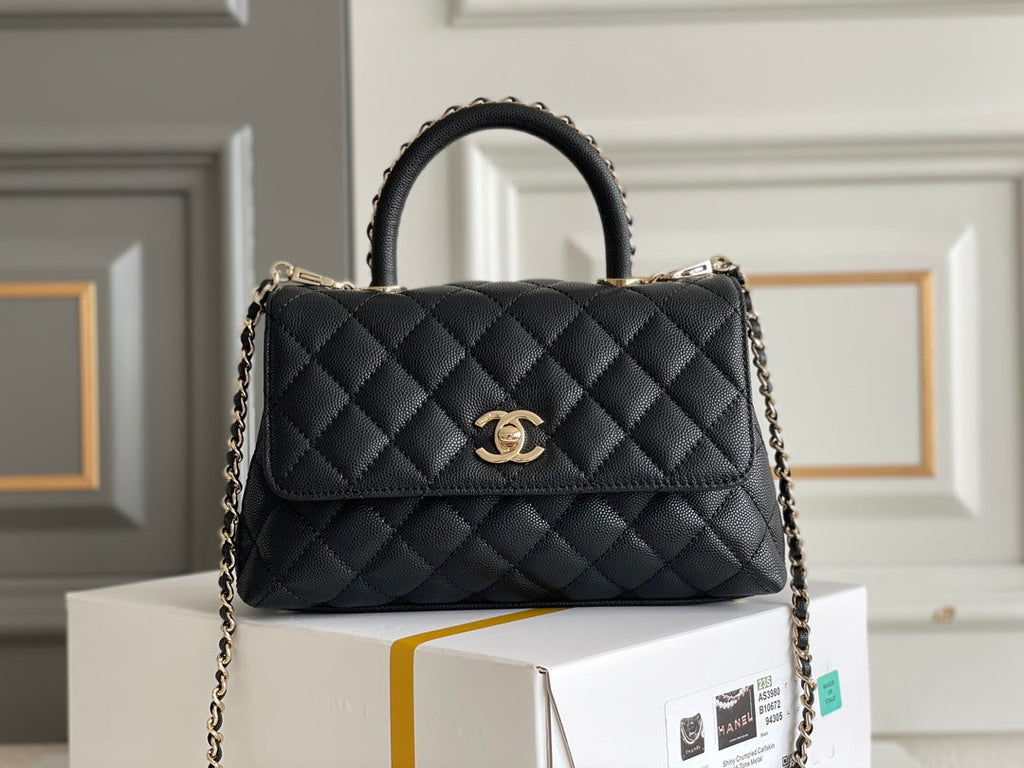 Chanel Coco Handle Black Bag Handle Flap Small/Mini Bag Black - 24x14x10cm