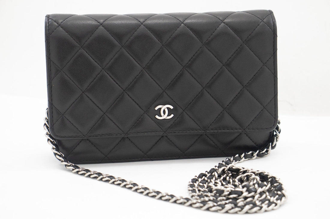 CHANEL Black Classic Wallet On Chain WOC Shoulder Bag Lambskin j35 - Shoulder Bag