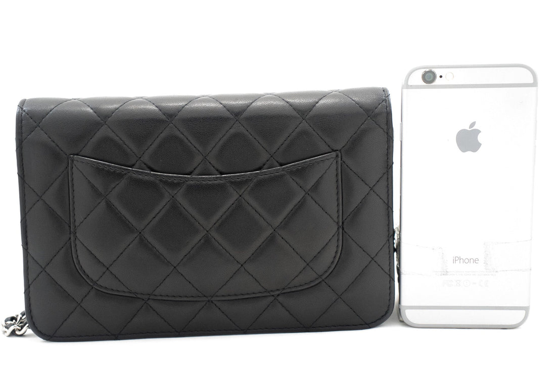 CHANEL Black Classic Wallet On Chain WOC Shoulder Bag Lambskin j35 - Shoulder Bag