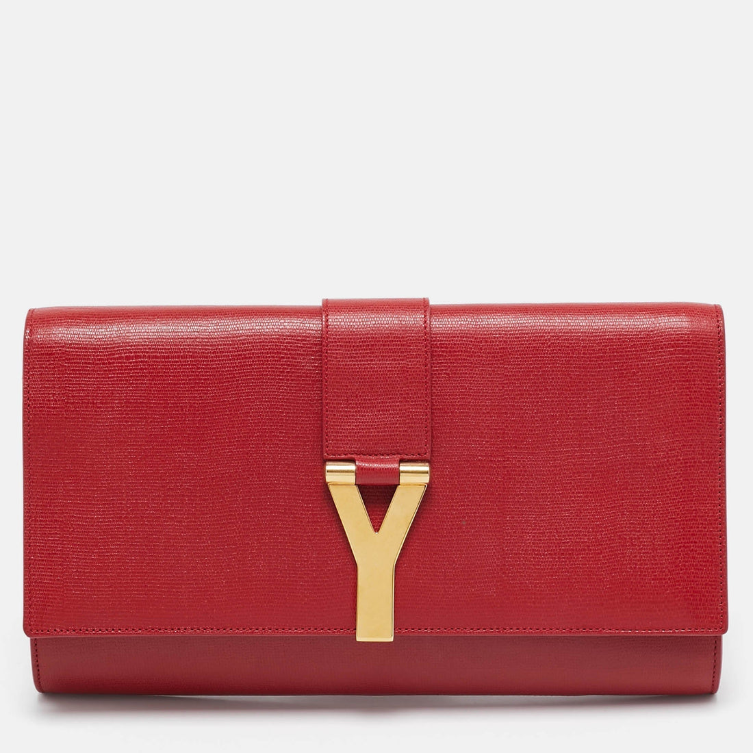 Saint Laurent Red Leather Ligne Y Clutch - women/handbags/clutches
