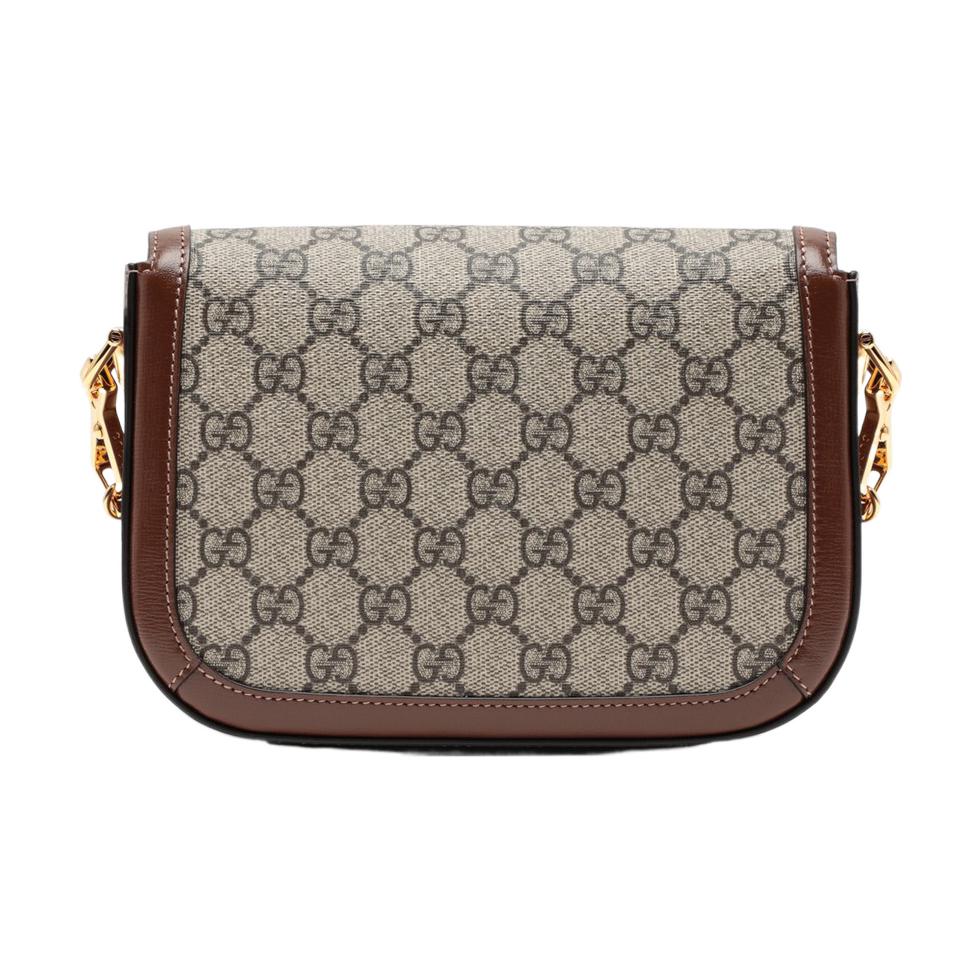(WMNS) GUCCI Horsebit 1955 Retro Gold Buckle Logo Stripe Webbing Saddle Bag Shoulder Messenger Bag Mini Ebony / Brown Classic 658574-HUHHG-8565 - Shoulder Bags