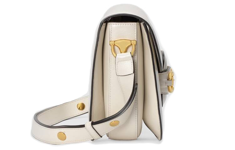 (WMNS) Gucci Horsebit 1955 Retro Gold buckle Leather Shoulder Messenger Bag Small White Classic 602204-1DB0G-9022 - Shoulder Bags