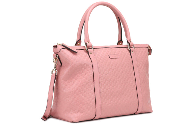 (WMNS) GUCCI Logo Embossing Leather Tote Pink Candy Handbag 449655-BMJ1G-5806 - Shoulder Bags