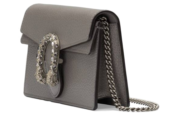 (WMNS) GUCCI Dionysus Tiger Head Leather Chain Shoulder Messenger Bag Mini Gray Classic 476432-CAOGN-1293 - Shoulder Bags