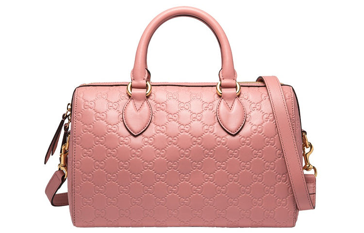 (WMNS) Gucci Logo Embossing Leather Boston handBag Pink Classic 453573-DMT1G-5812 - HandBag