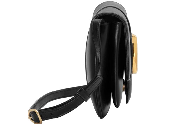 (WMNS) GUCCI Arli Gold Logo Leather Shoulder Messenger Bag Small Black Classic 550129-0V10G-1000 - Shoulder Bags