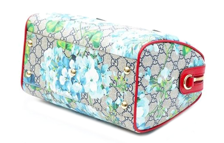 (WMNS) Gucci Blooms Logo Printing Boston handBag Small Blue / Red Classic 546314-KU2IG-8492 - HandBag