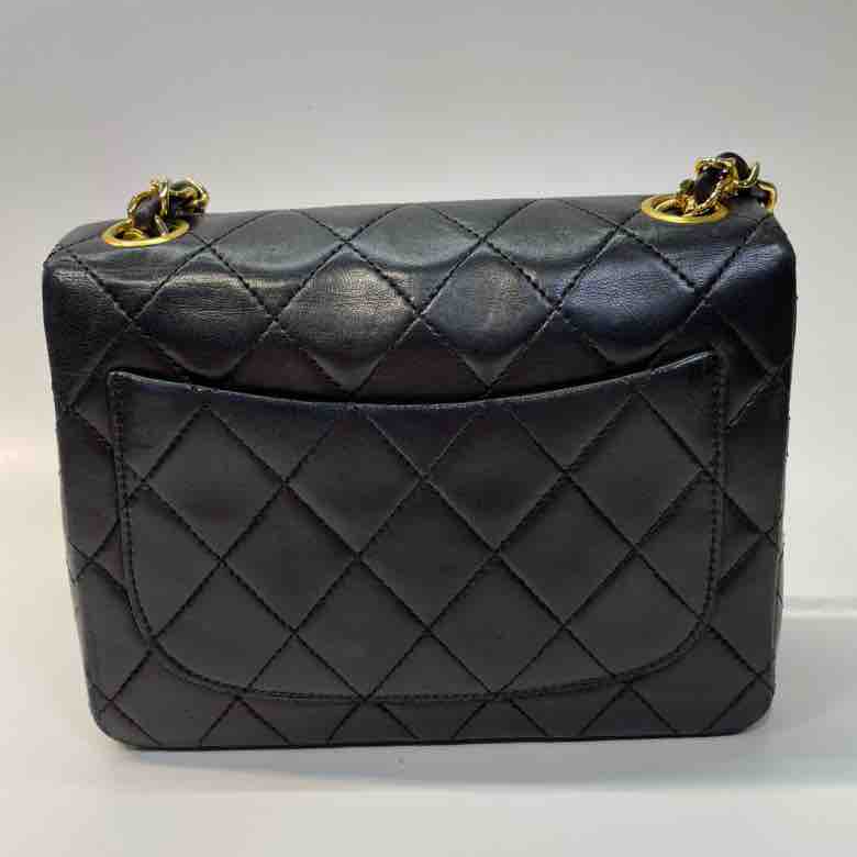 Chanel Classic Flap Shoulder Bag, Black Lambskin, Mini - Crossbody - 2