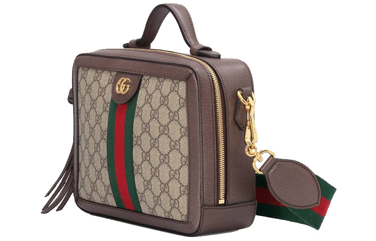 (WMNS) Gucci Ophidia Logo Stripe Webbing Tassel Canvas handBag Small / Brown Retro Classic 550622-K05NG-8745 - Shoulder Bags