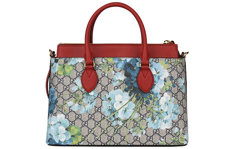 (WMNS) GUCCI GG Blooms Logo Printing Canvas handbag Beige / Blue / Red Classic 546316-KU2IG-8492 - Handbag - 2