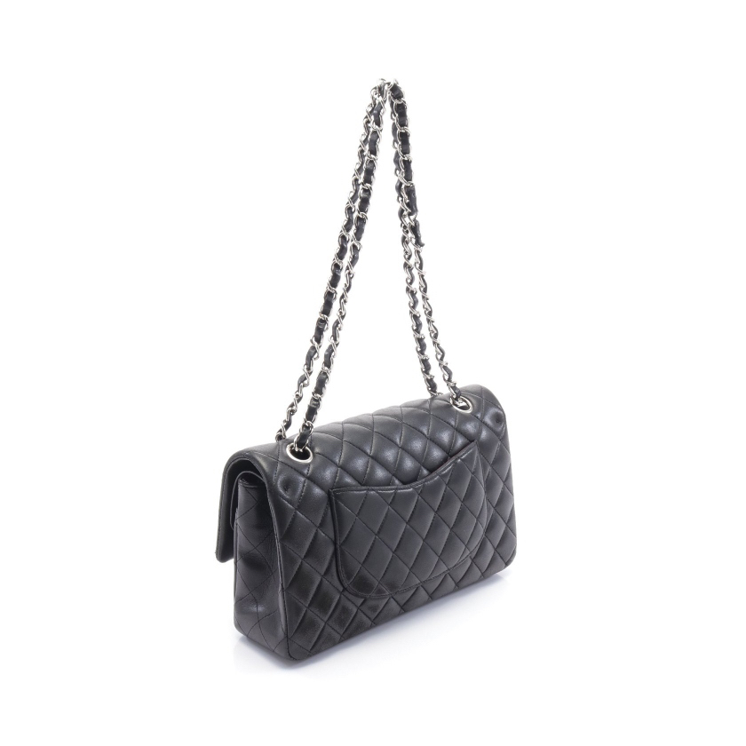Chanel Classic Double Flap Bag, Black Lambskin, Medium - Crossbody