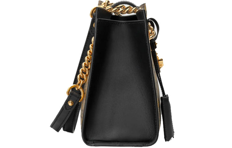 (WMNS) GUCCI Padlock Metallic Bee Printing Logo Canvas Chain handbag Small / Black Classic 498156-9F26G-8319 - Handbag