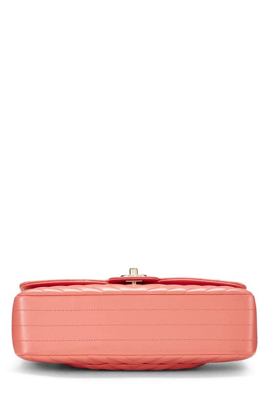 Chl,  Pink Chevron Lambskin Classic Double Flap Medium, Pink - Loose Stones