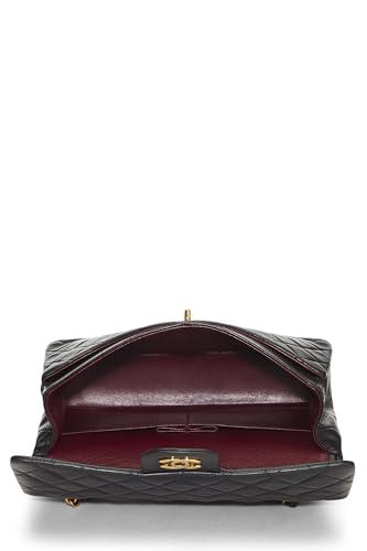 Chl,  Black Quilted Lambskin Classic Double Flap Medium, Black - Loose Stones