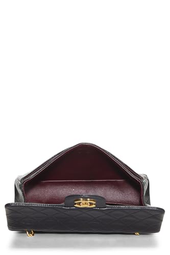 Chl,  Black Quilted Lambskin Classic Double Flap Small, Black - Loose Stones