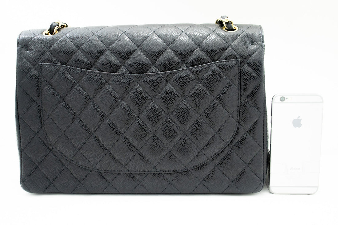 CHANEL Maxi Classic Handbag Grained Calfskin Double Flap Chain Shoulder Bag j17 - Shoulder Bag