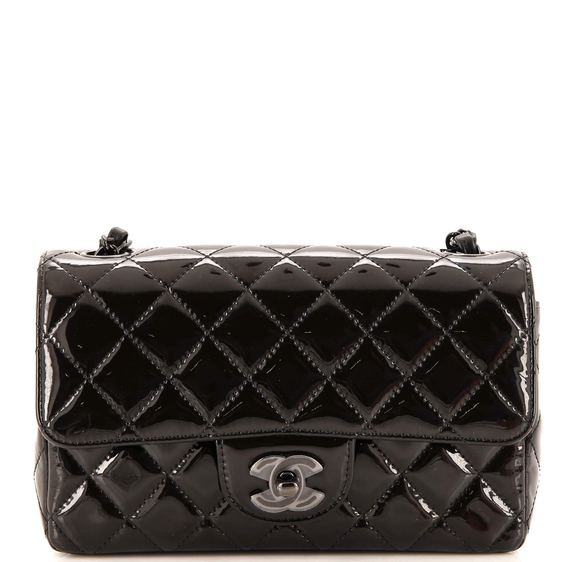 CHANEL So Black Classic Single Flap Bag Quilted Patent Mini - Handbag & Wallet Accessories