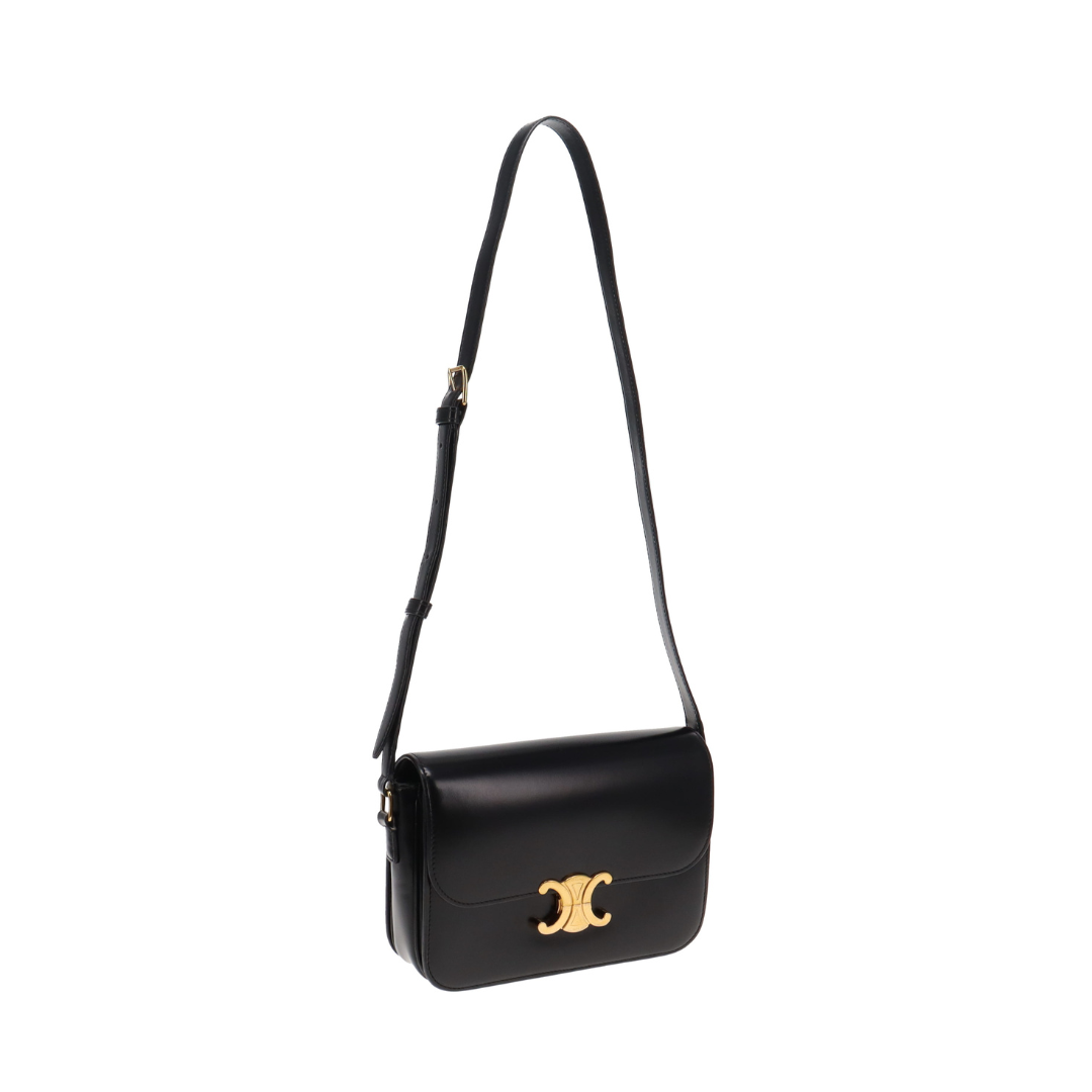 Celine Classic Triomphe Bag In Shiny Calfskin Black - Bags
