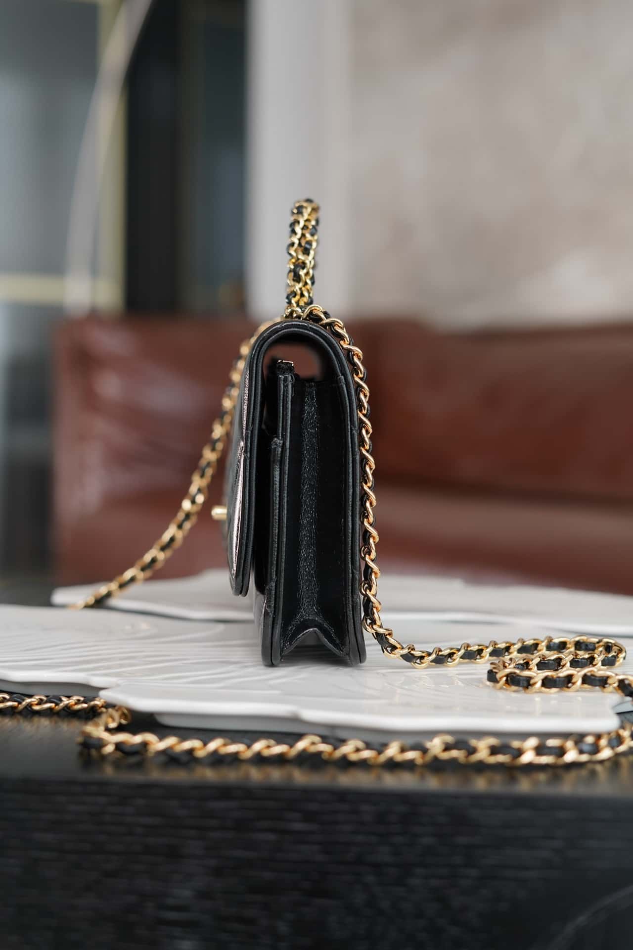 Chanel 24B WOC Top Handle in Black Shiny Lambskin GHW