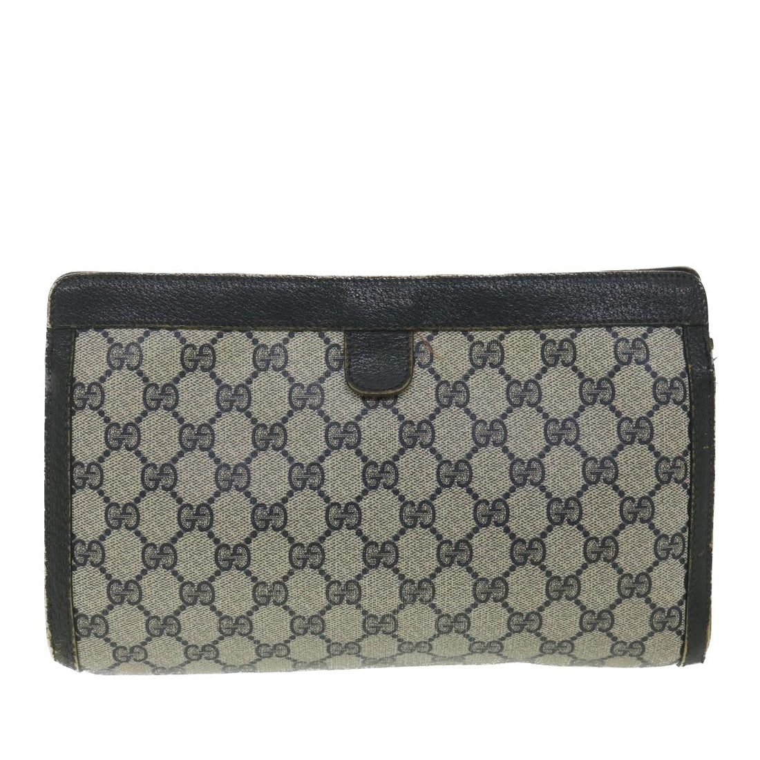 GUCCI Sherry Line GG Canvas Clutch Bag PVC Leather Navy Red 89  36432 - Gucci