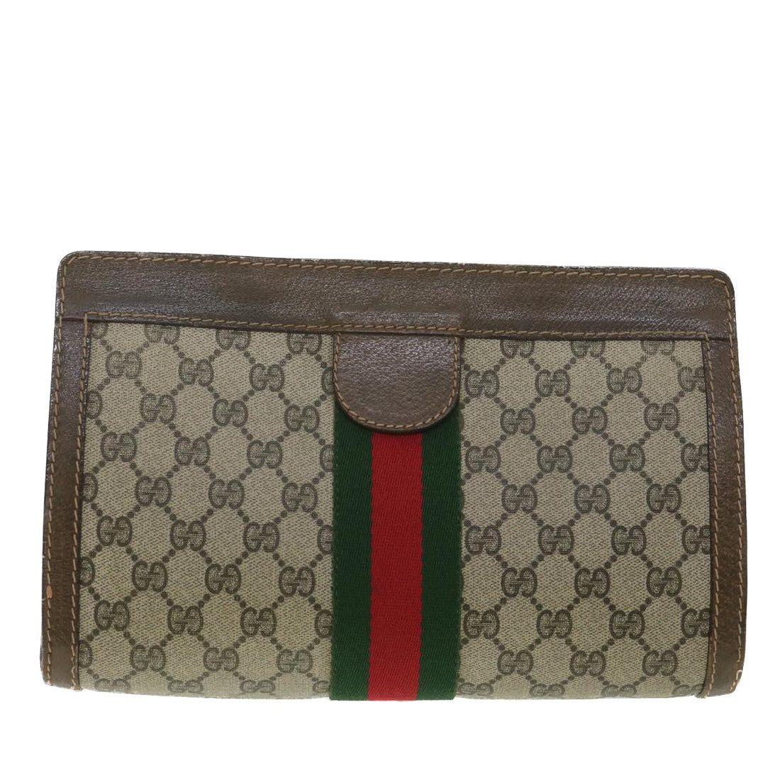 GUCCI GG Canvas Web Sherry Line Clutch Bag Beige Red Green 010.378  36471 - Gucci