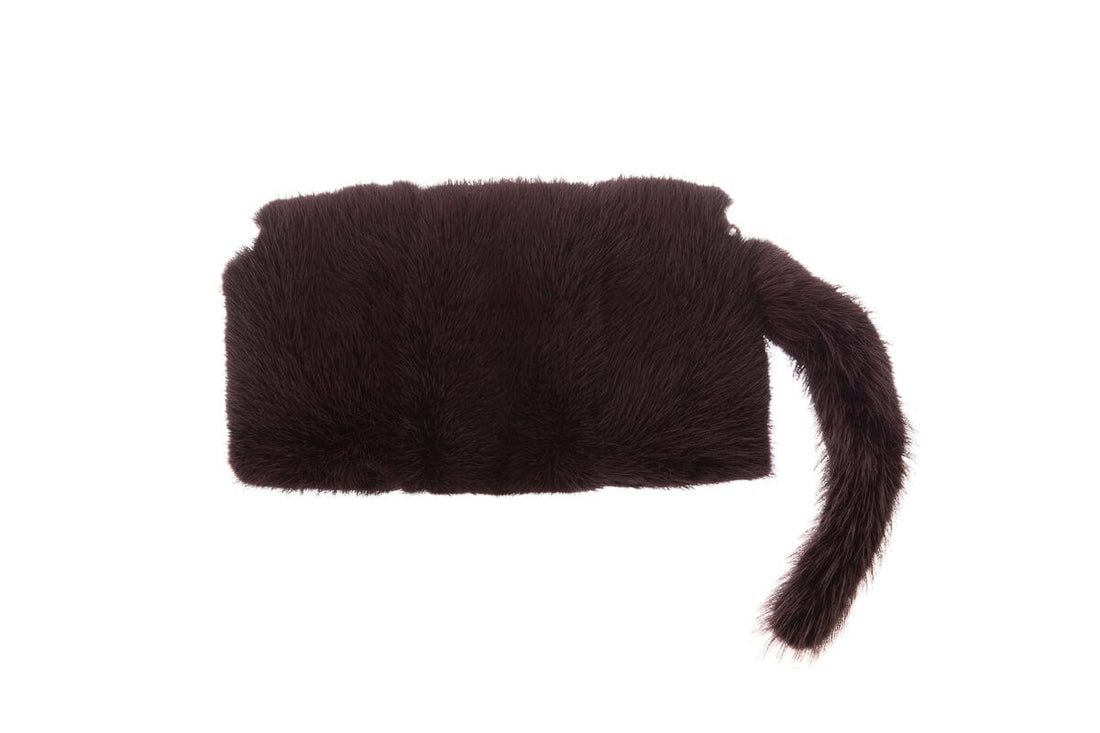 Gucci F/W 2004 By Tom Ford  Burgundy Mink & Crystal Wolf Head Clutch - Handbag
