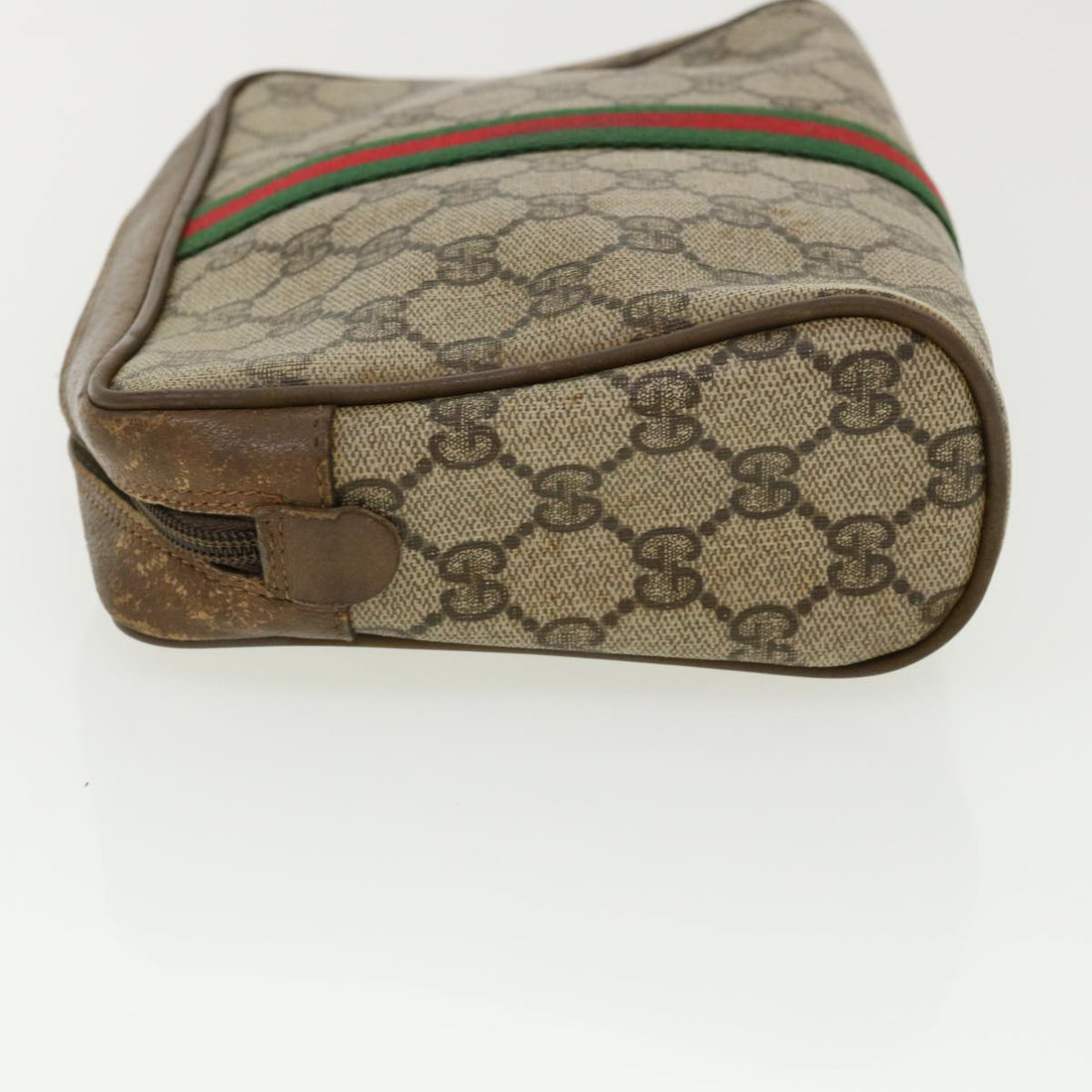 GUCCI Web Sherry Line GG Canvas Clutch Bag PVC Leather Beige Green  37094 - Gucci